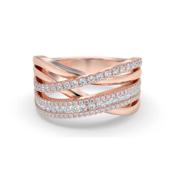 0.60ct Elegant Round Diamond Cross Over Dress Ring