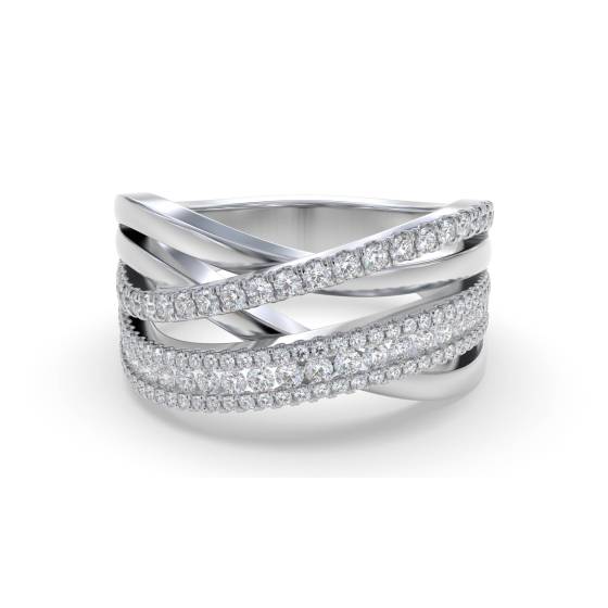 0.60ct Elegant Round Diamond Cross Over Dress Ring