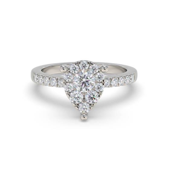 0.50ct Modern Pear Shaped Round Diamond Cluster Ring