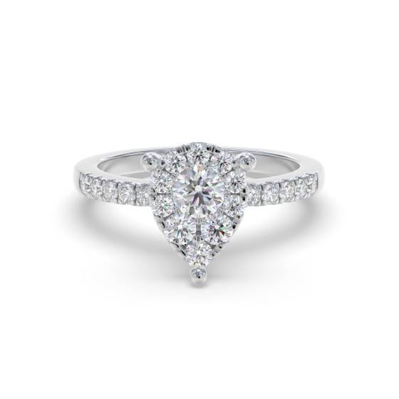 0.50ct Modern Pear Shaped Round Diamond Cluster Ring