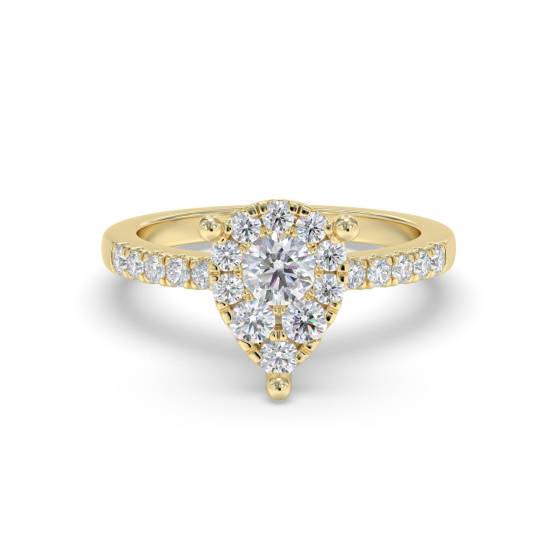 0.50ct Modern Pear Shaped Round Diamond Cluster Ring
