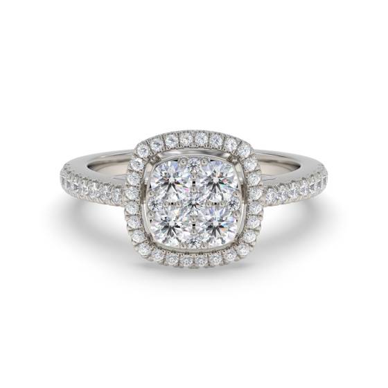 0.60ct Modern Round Diamond Halo Cluster Ring