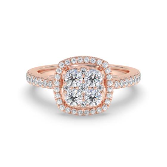 0.60ct Modern Round Diamond Halo Cluster Ring