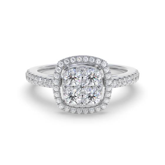 0.60ct Modern Round Diamond Halo Cluster Ring