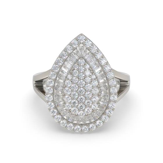 2.00ct Elegant Round Diamond Pave Pear Shaped Dress Ring