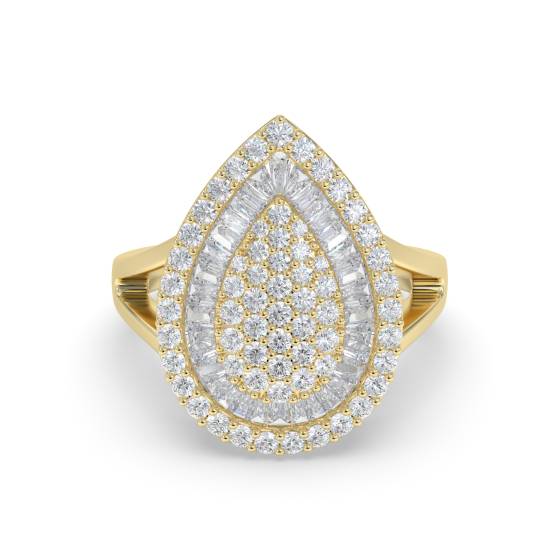 2.00ct Elegant Round Diamond Pave Pear Shaped Dress Ring