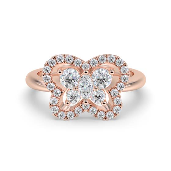 0.80ct Elegant Butterfly Round Diamond Dress Ring