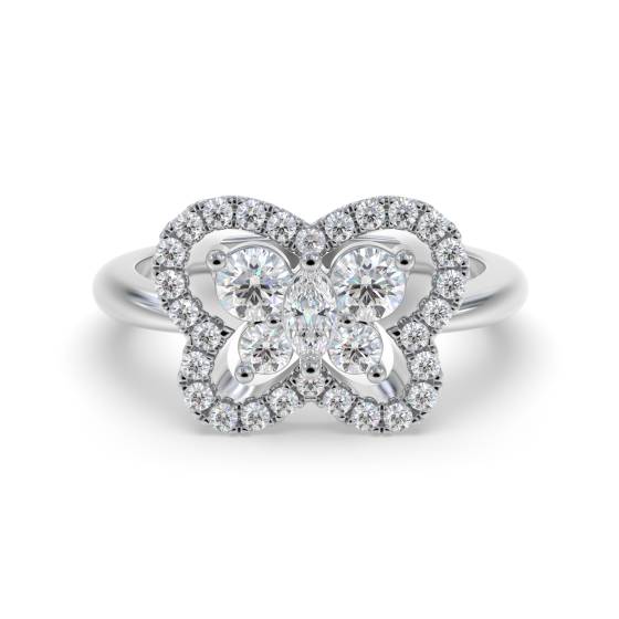 0.80ct Elegant Butterfly Round Diamond Dress Ring