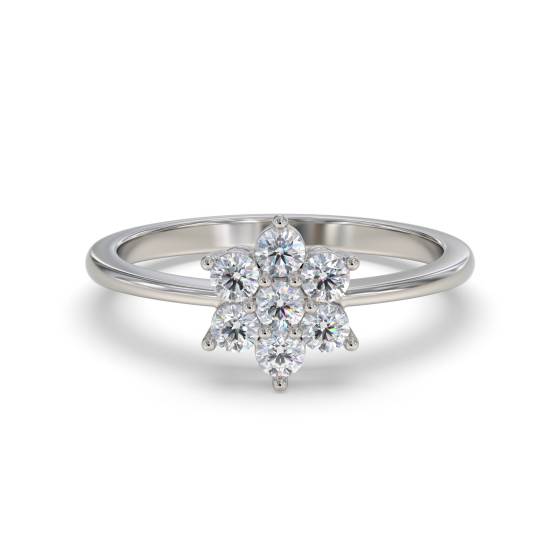 0.25ct Modern Flower Round Diamond Cluster Ring