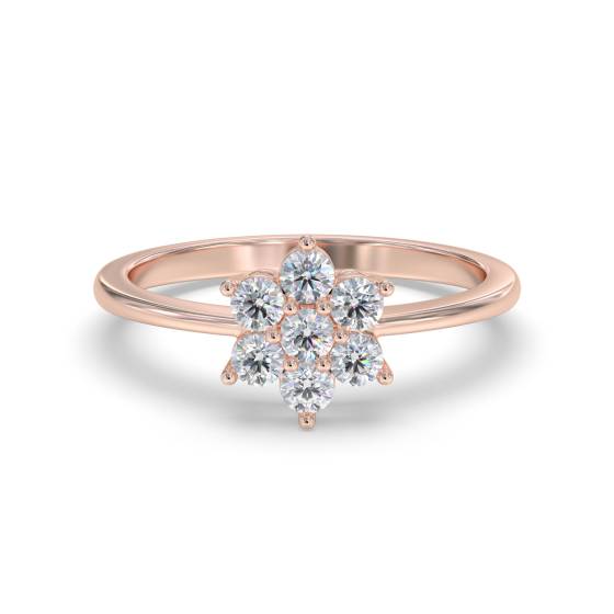 0.25ct Modern Flower Round Diamond Cluster Ring