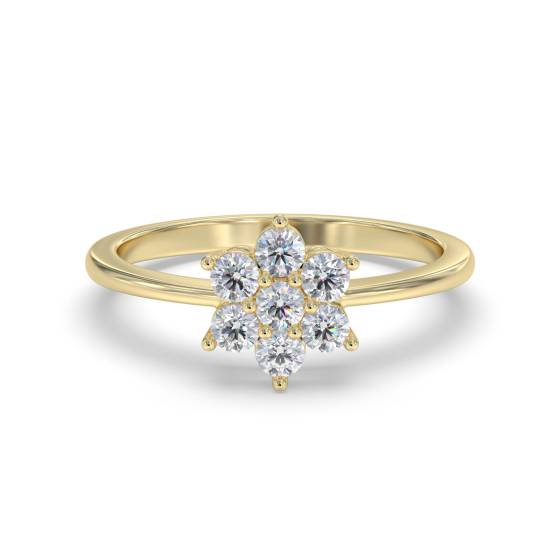 0.25ct Modern Flower Round Diamond Cluster Ring