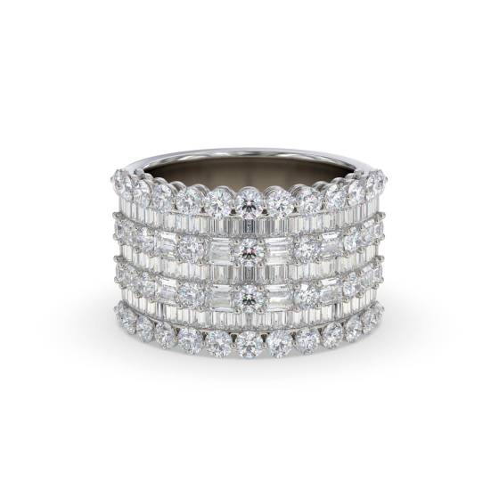3.00ct Round and Baguette Diamond Multi Row Dress Ring
