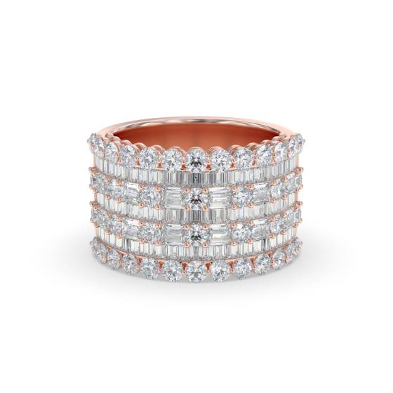 3.00ct Round and Baguette Diamond Multi Row Dress Ring