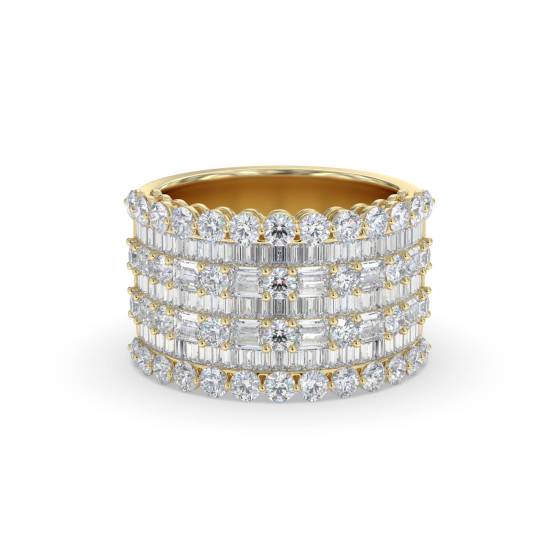 3.00ct Round and Baguette Diamond Multi Row Dress Ring