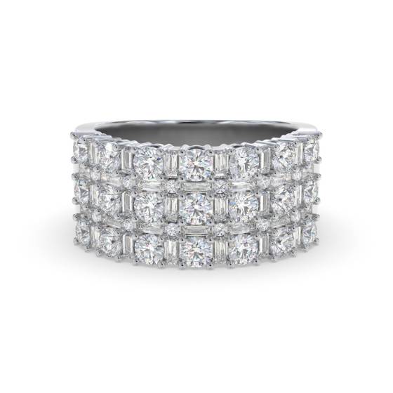 1.50ct Round and Baguette Multi Row Diamond Dress Ring
