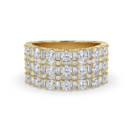 1.50ct Round and Baguette Multi Row Diamond Dress Ring