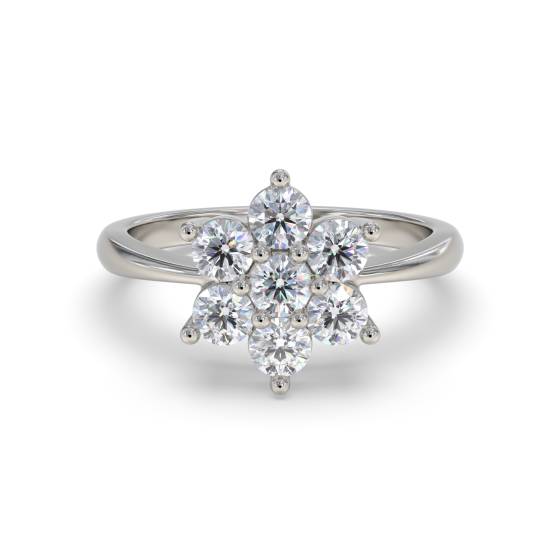 2.00ct Modern Flower Round Diamond Cluster Ring