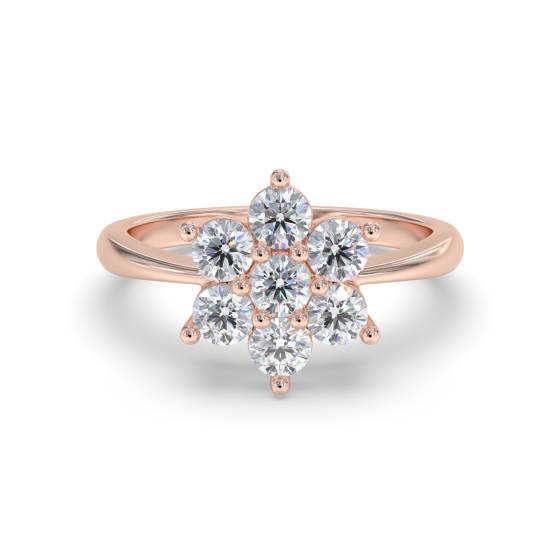 2.00ct Modern Flower Round Diamond Cluster Ring