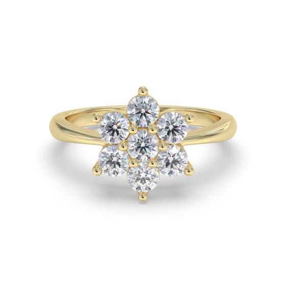 2.00ct Modern Flower Round Diamond Cluster Ring