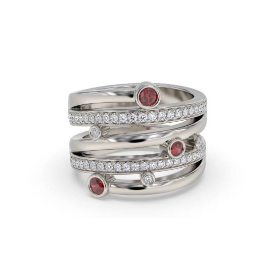 0.60ct Red Ruby and Diamond Bezel Set Dress Ring