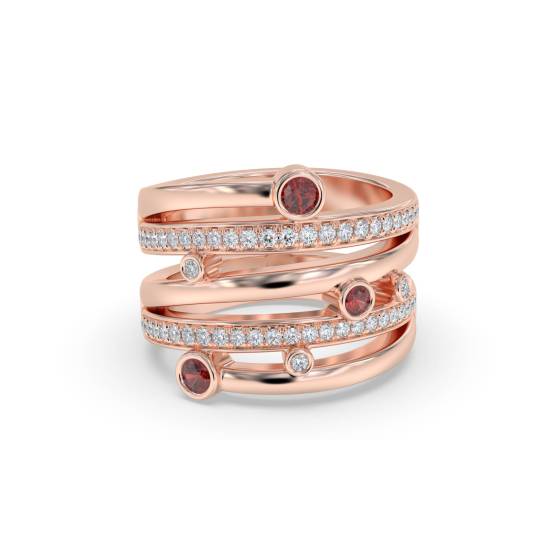 0.60ct Red Ruby and Diamond Bezel Set Dress Ring