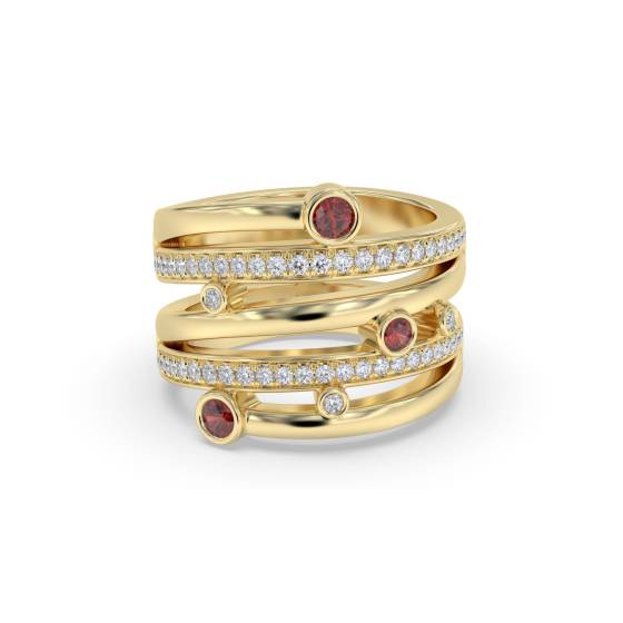 0.60ct Red Ruby and Diamond Bezel Set Dress Ring