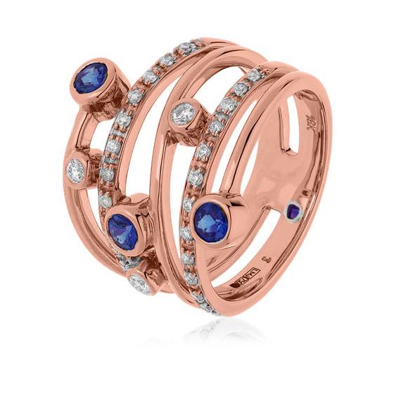 0.70ct Blue Sapphire and Diamond Bezel Set Dress Ring