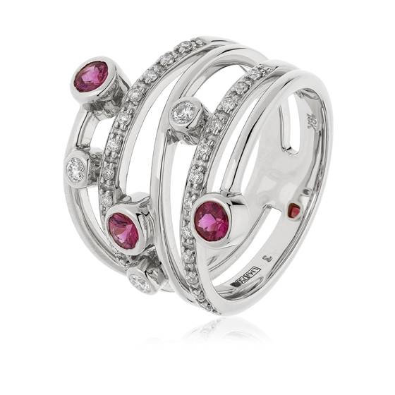 0.70ct Red Ruby and Diamond Bezel Set Dress Ring