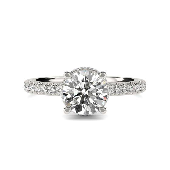 1.36ct VVS1/D Lab Grown Round Diamond Hidden Halo Shoulder Set Ring in Platinum