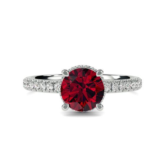 Ruby and Diamond Halo Ring