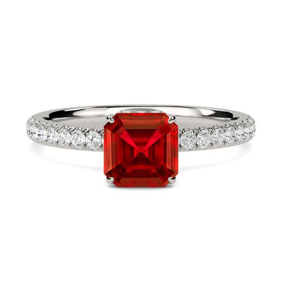 Ruby and Diamond Halo Ring