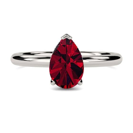 Pear Ruby and Diamond Halo Ring