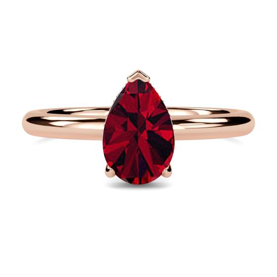 Pear Ruby and Diamond Halo Ring