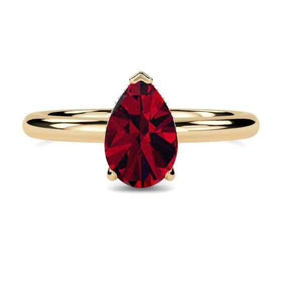Pear Ruby and Diamond Halo Ring