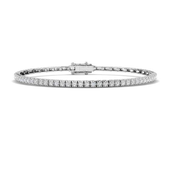 0.48ct I1/G Round cut Natural Diamond Tennis Bracelet in 18k White Gold