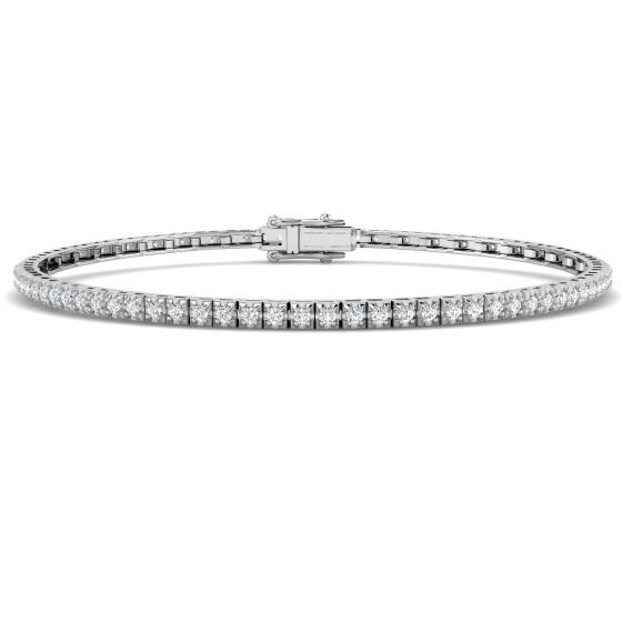 0.79ct I1/G Round cut Natural Diamond Tennis Bracelet in 18k White Gold