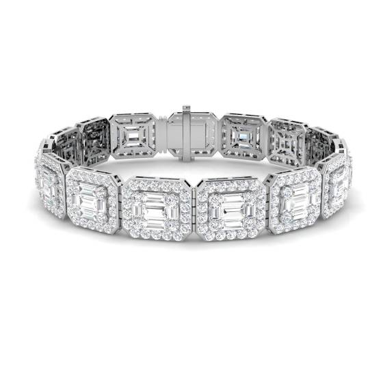 15.64ct SI2/G Round cut Natural Diamond Designer Bracelet in 9k White Gold
