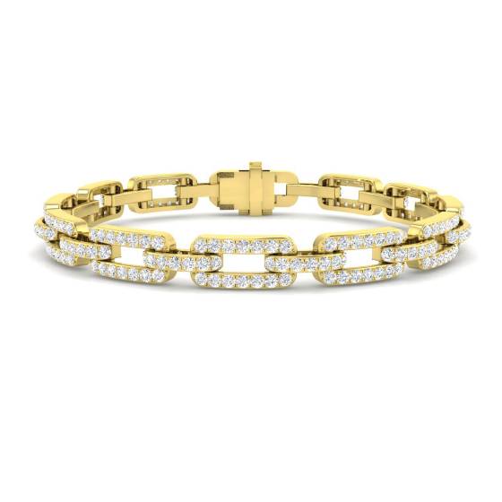4.18ct SI2/G Round cut Natural Diamond Designer Bracelet in 9k Yellow Gold