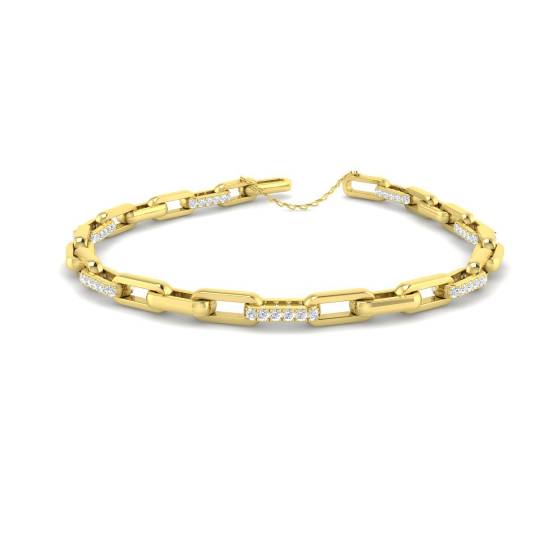 0.93ct SI2/G Round cut Natural Diamond Designer Bracelet in 9k Yellow Gold