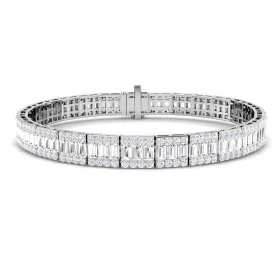 9.98ct SI2/G Baguette cut Natural Diamond Designer Bracelet in 18k White Gold