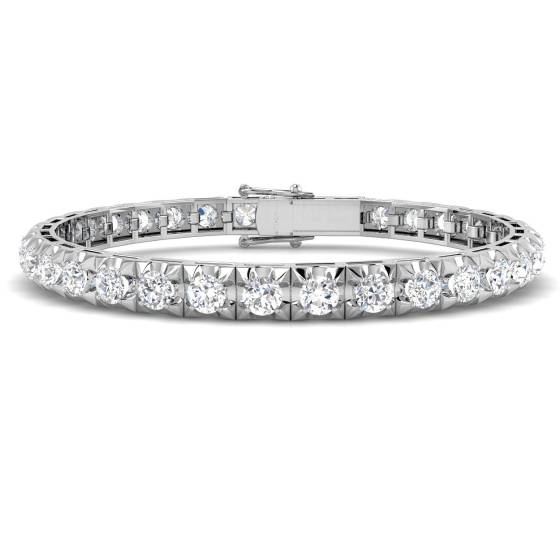 8.67ct I1/G Round cut Natural Diamond Tennis Bracelet in 9k White Gold