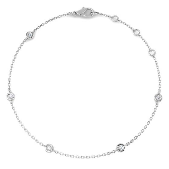 0.15ct SI2/G Round cut Natural Diamond Spectacle Bracelet in 18k White Gold