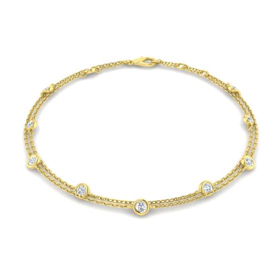 0.49ct SI2/G Round cut Natural Diamond Spectacle Bracelet in 18k Yellow Gold