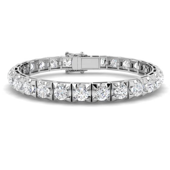 13.19ct I1/G Round cut Natural Diamond Tennis Bracelet in 18k White Gold