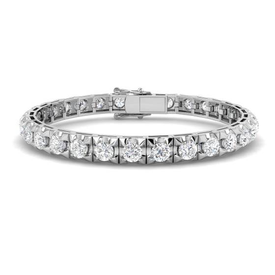 11.43ct I1/G Round cut Natural Diamond Tennis Bracelet in 18k White Gold