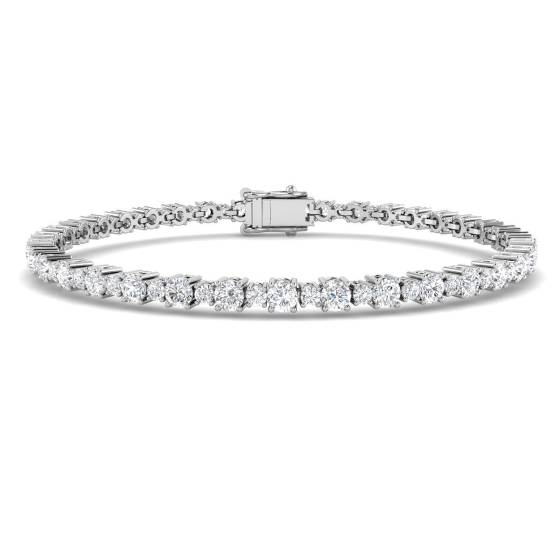 3.29ct I1/G Round cut Natural Diamond Tennis Bracelet in 9k White Gold