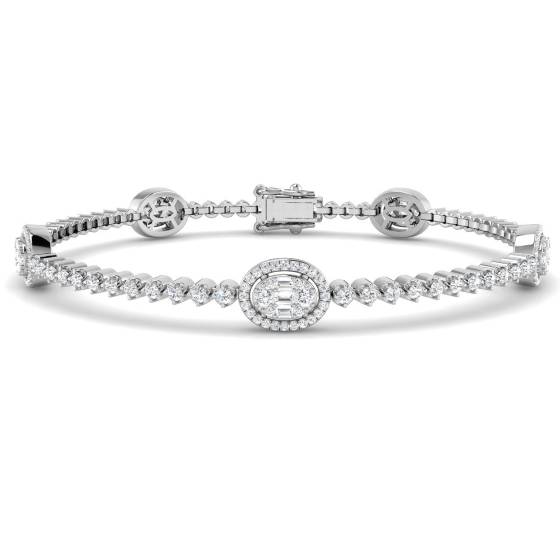 1.50ct SI2/G Round cut Natural Diamond Designer Bracelet in 18k White Gold