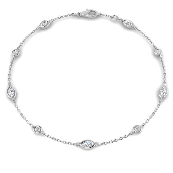 0.46ct SI2/G Marquise cut Natural Diamond Designer Bracelet in 18k White Gold