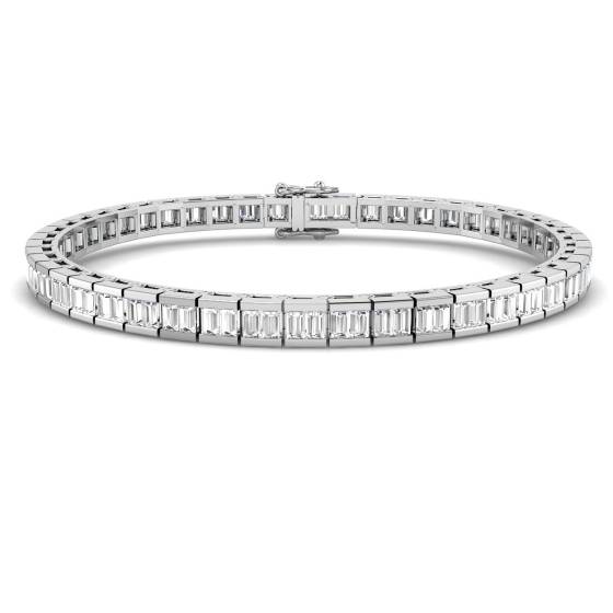 4.15ct SI1/G Baguette cut Natural Diamond Designer Bracelet in 18k White Gold