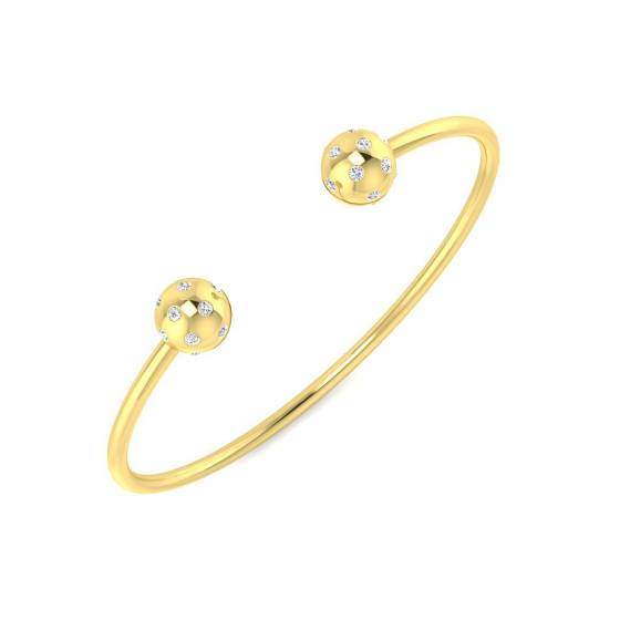 0.48ct SI2/G Round cut Natural Diamond Designer Bangle in 9k Yellow Gold